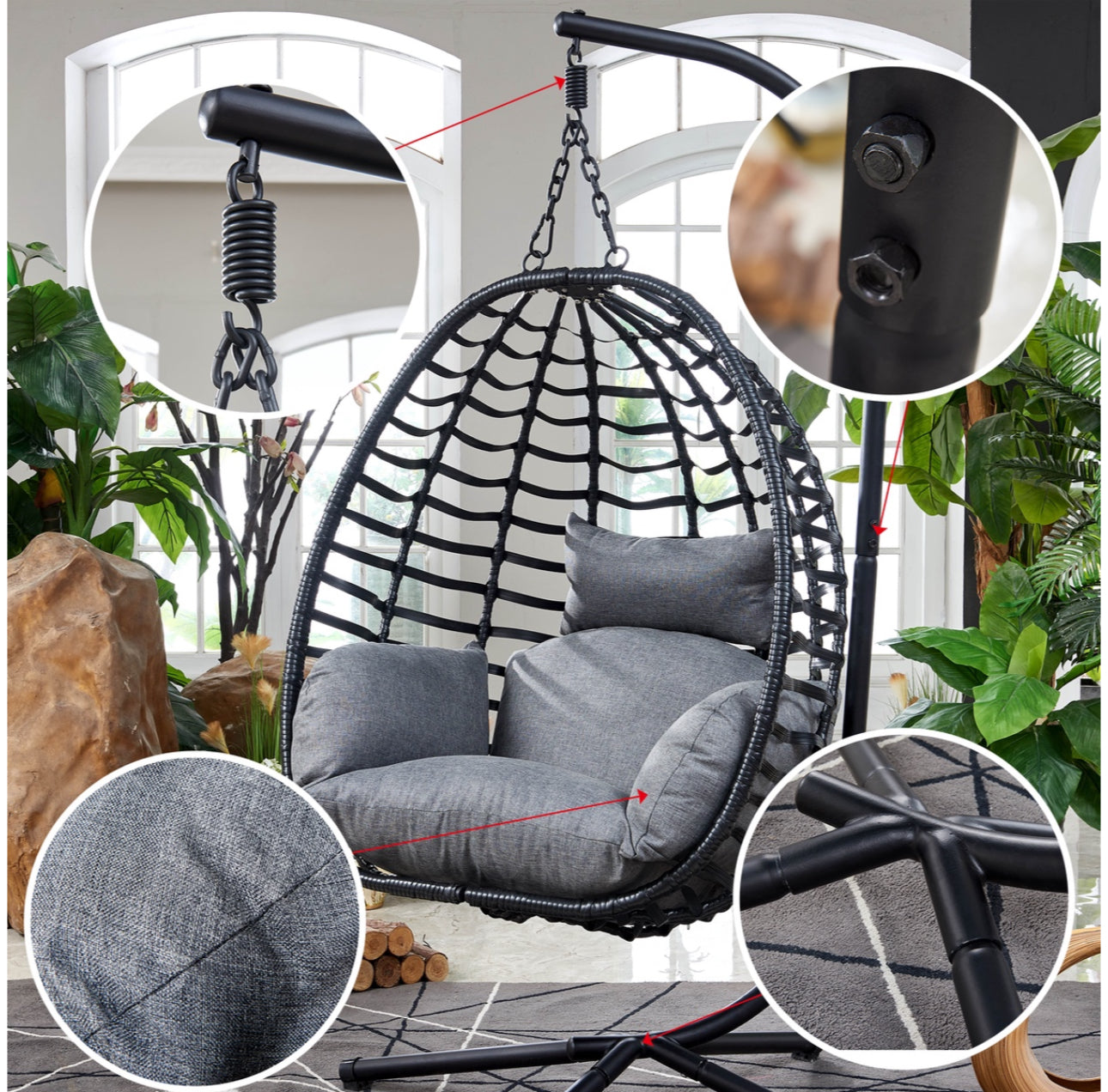 Best Outdoor Hanging Egg Chair with Red Cushion | Durable & Stylish 2025