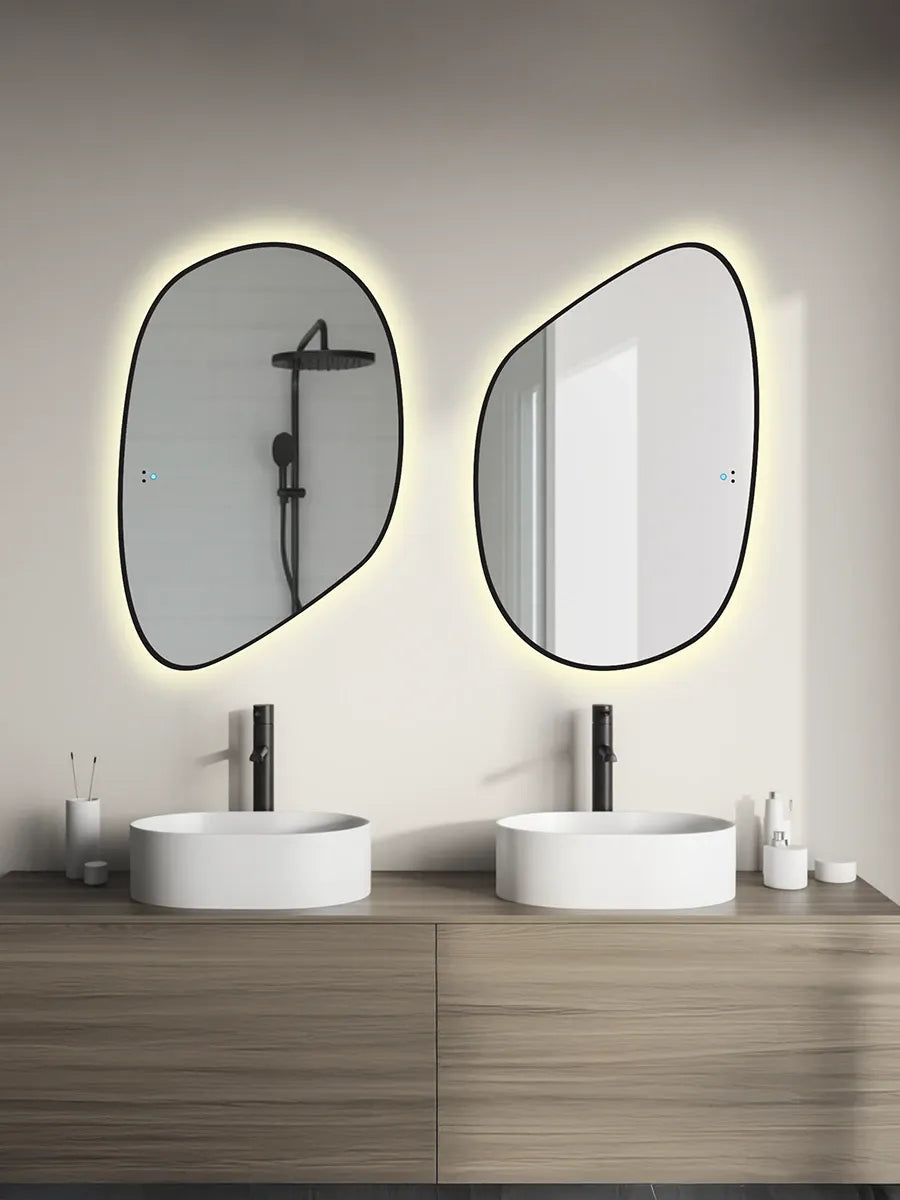 Black Pebble Glow LED Mirror