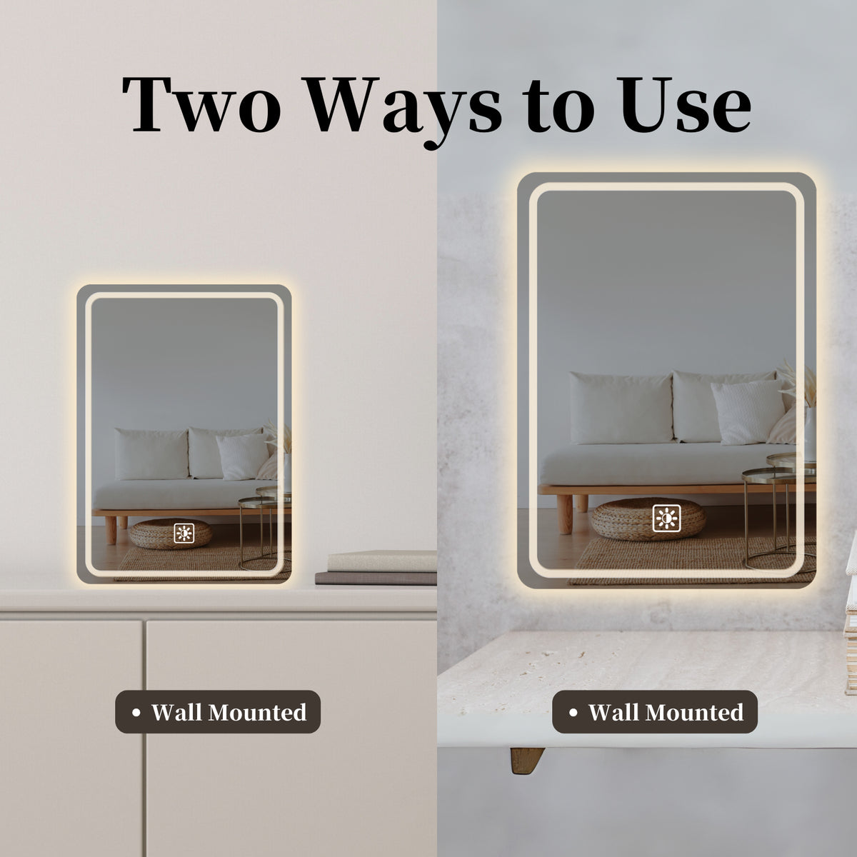 90 x 50 cm square LED mirror