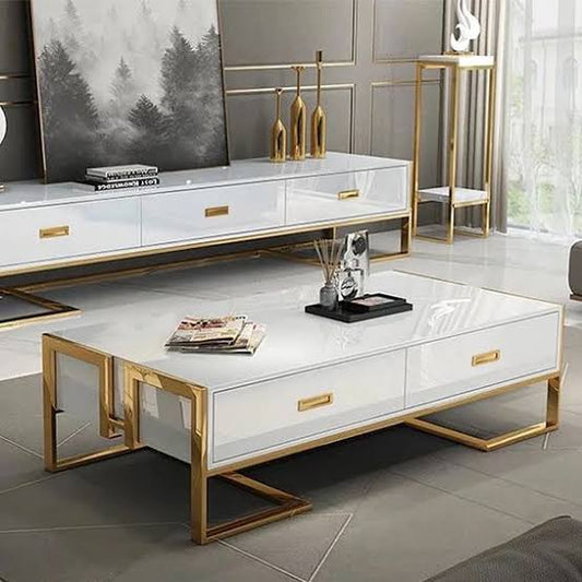 SOKA WHITE 2 piece TV and coffee table