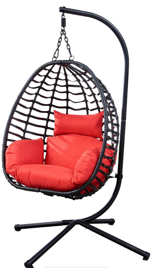 Best Outdoor Hanging Egg Chair with Red Cushion | Durable & Stylish 2025