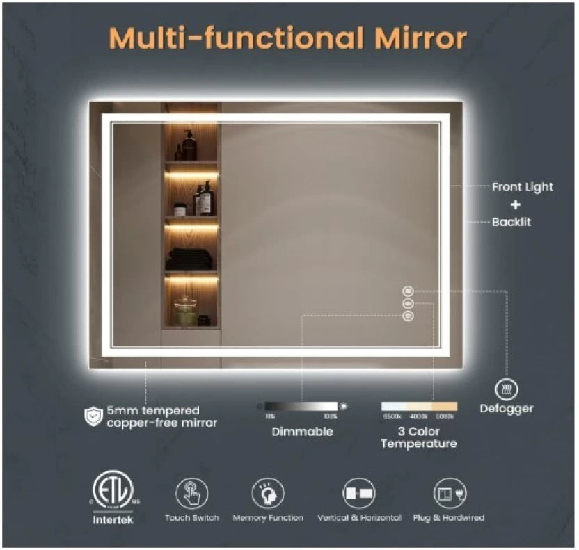 MAKIWE 700mm*900mm Led Mirror Bathroom Mirror  (Square)