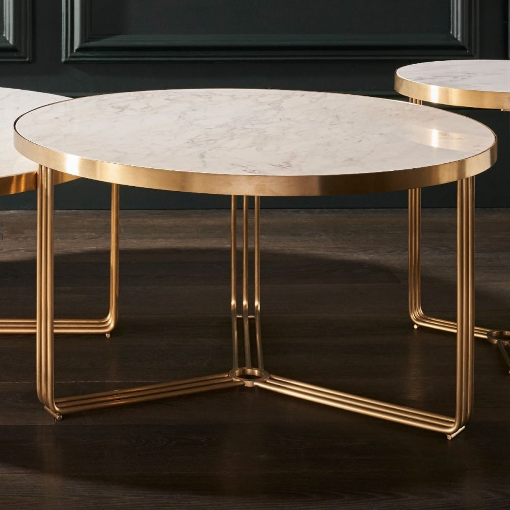 Gillmore Deco - Medium Circular Coffee Table With Various Stone Tops