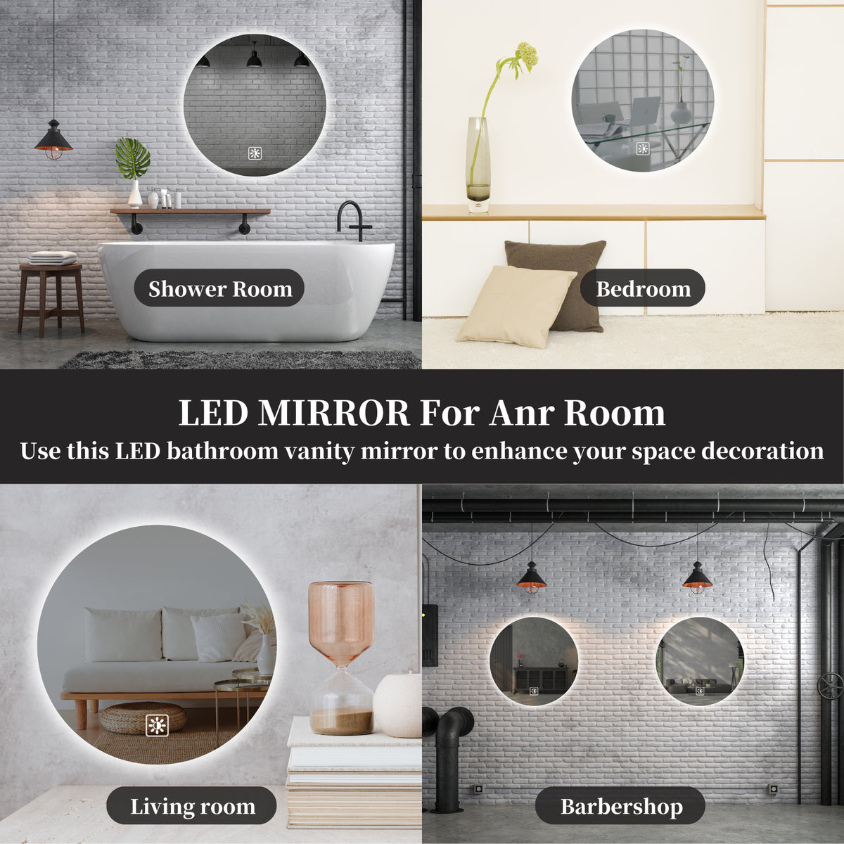 90cm round LED mirror