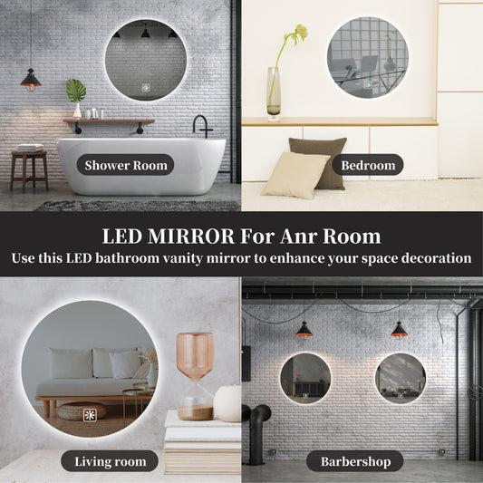 90cm round LED mirror