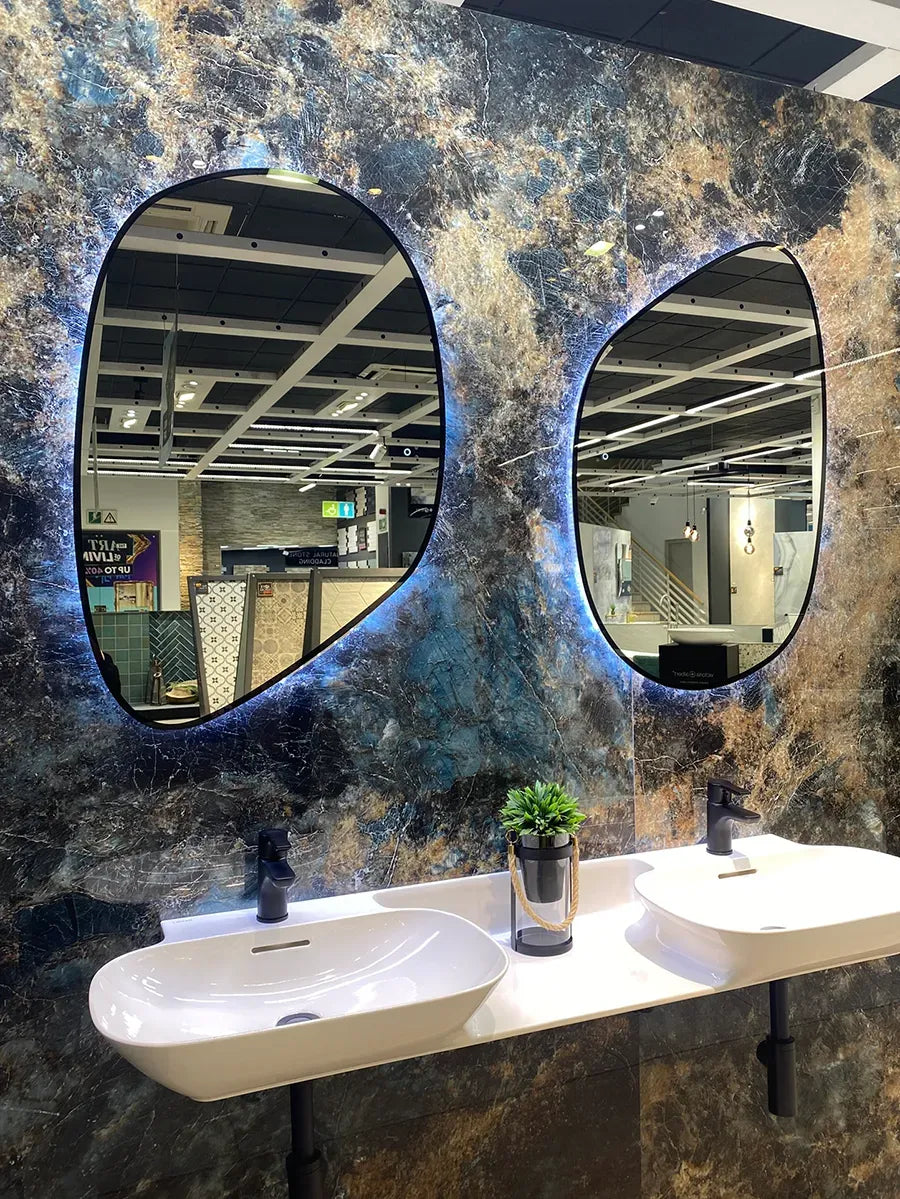Black Pebble Glow LED Mirror